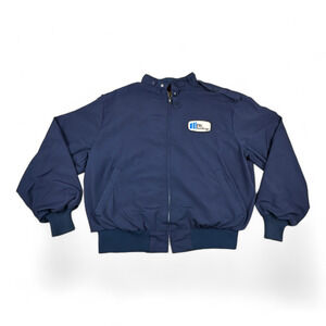 Vintage King Louie Jacket Adult LARGE Blue 80s FBi Buildings Patch Buffalo Check